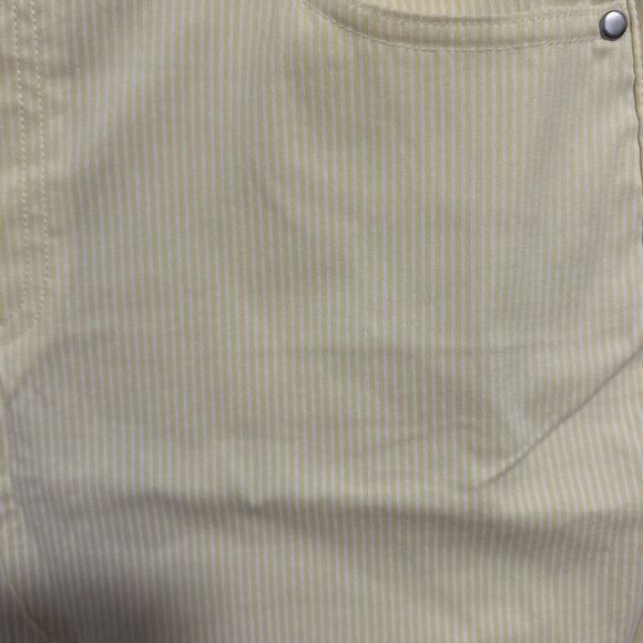 Mario Serrani Pants Womens Medium Seersucker Yellow Stretch Capri‎ Pullon - Picture 2 of 14